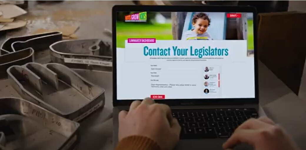 Laptop screen displaying the website to contact your legislators.